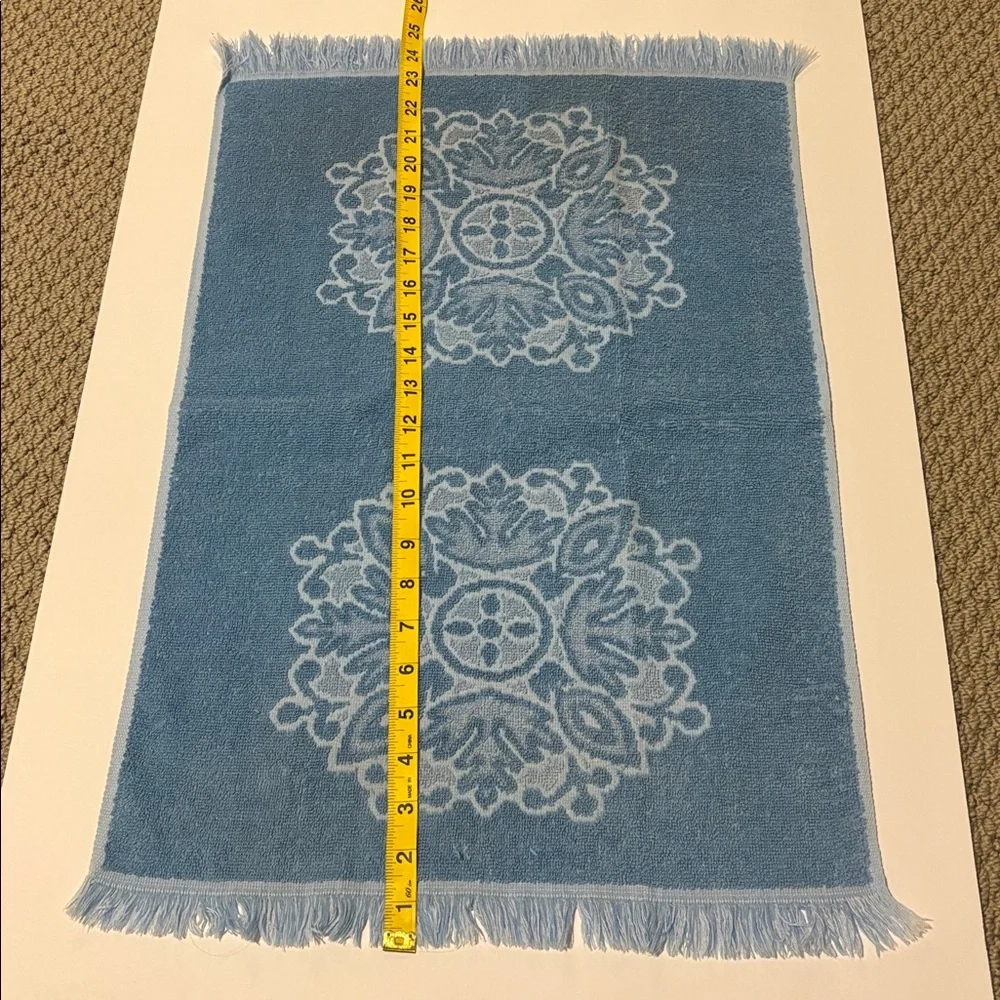 Vintage Sears Cotron Blue Hand Towels Set of Two Made in USA